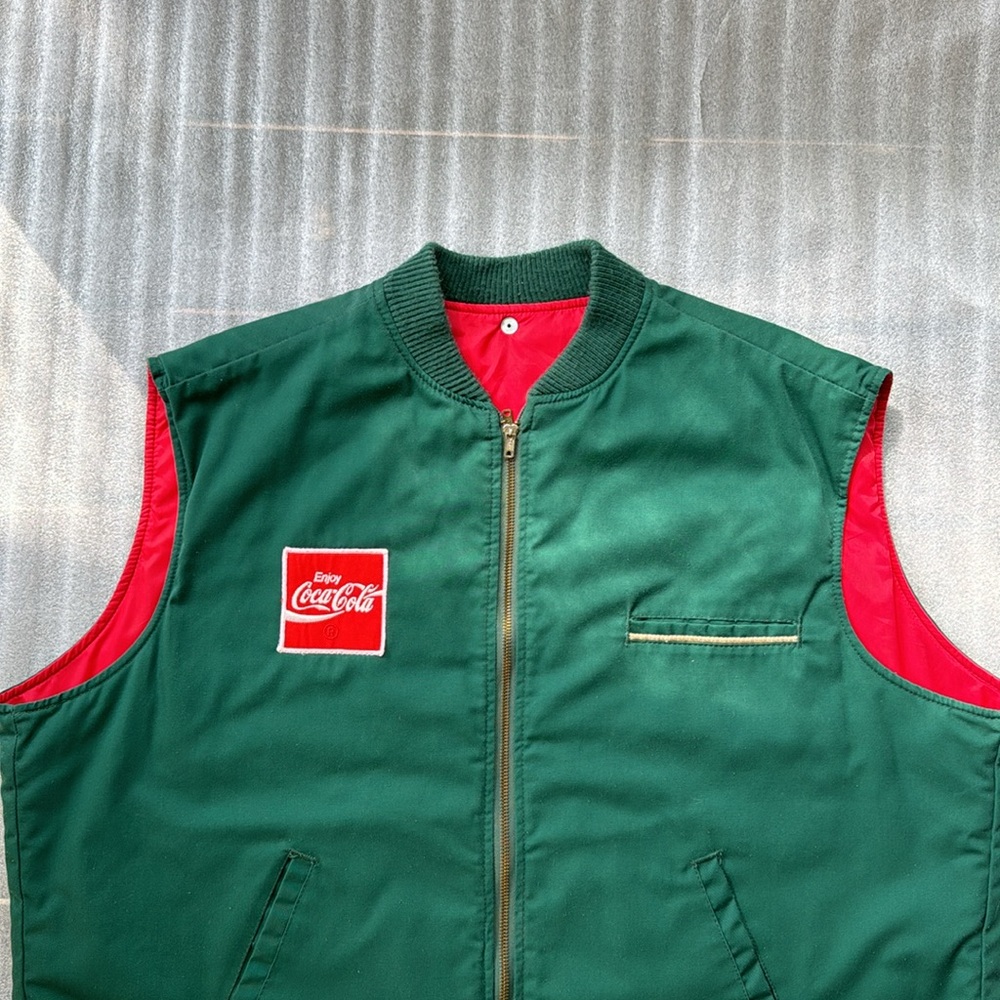 Vintage 1980s Coca Cola Delivery Driver Uniform Thinsulate Green Reversible Vest - Picture 2 of 7